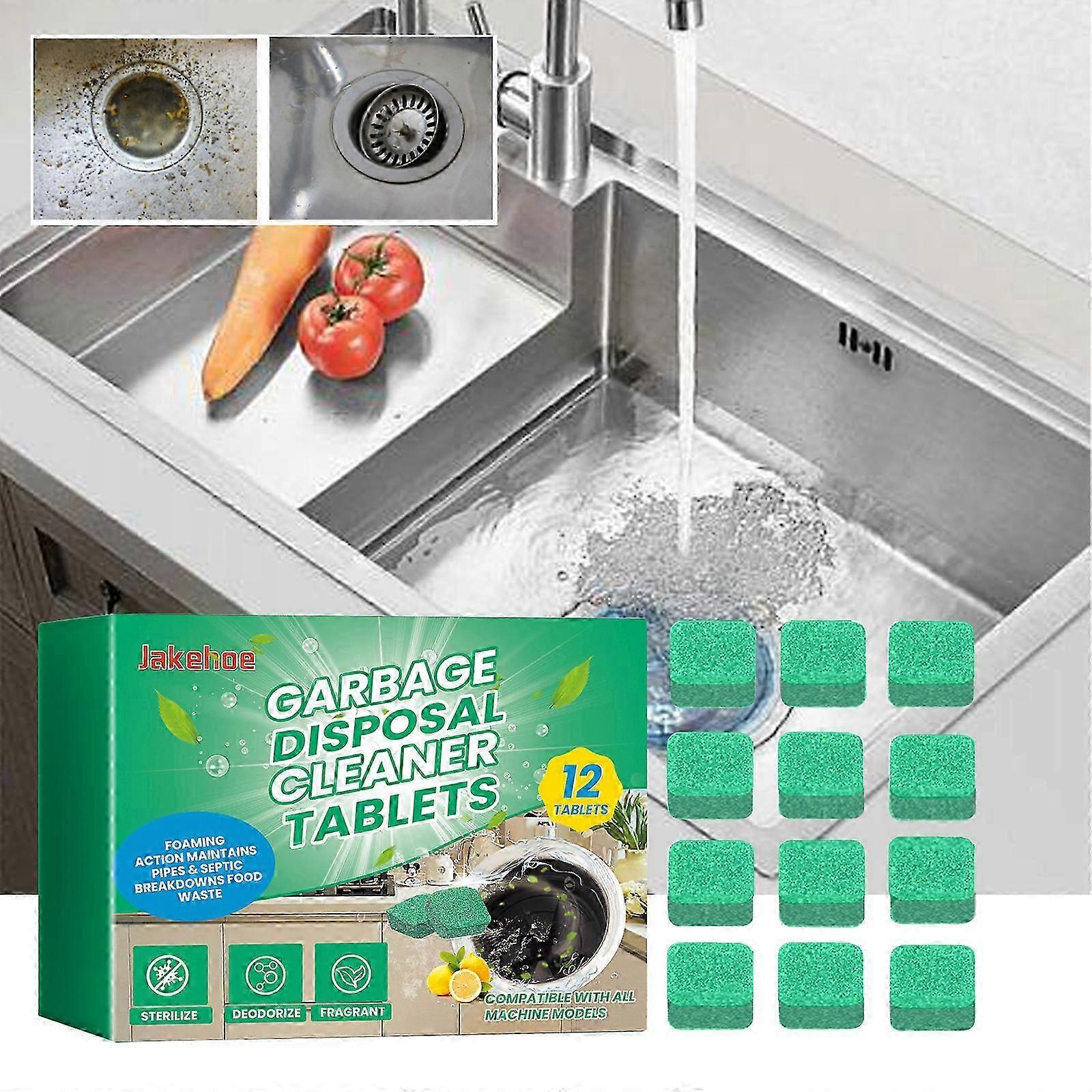 Garbage Disposal Cleaner Deodorizer Tablets, Lemon Fresh Formula Disposer Freshener, Natural Kitchen Drain Cleaning Tablet