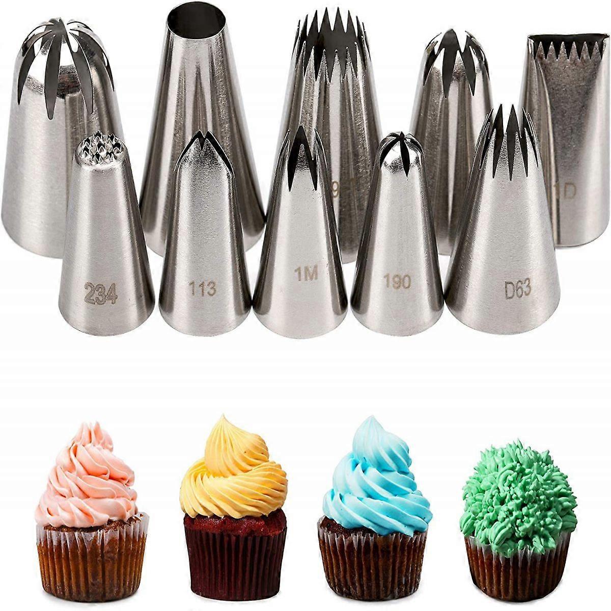 Cake Decorating Icing Piping Tip Set, 10 X-Large Decorating Tips
