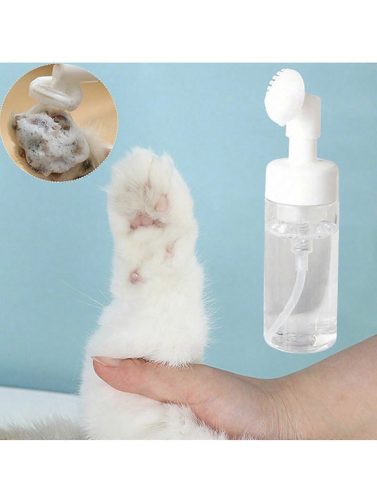 1pc 100ml Pet Paw ניקוי ומברשת עיסוי עם מתקן משאבה, זיפים רכים היגייניים עיסוי בנוחות ובקבוק All-in-One נקי ונוח