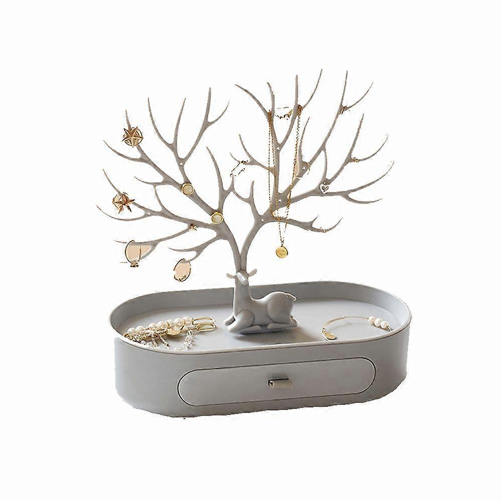 Fawn Jewellery Stand Tree Display - Grey with Drawer
