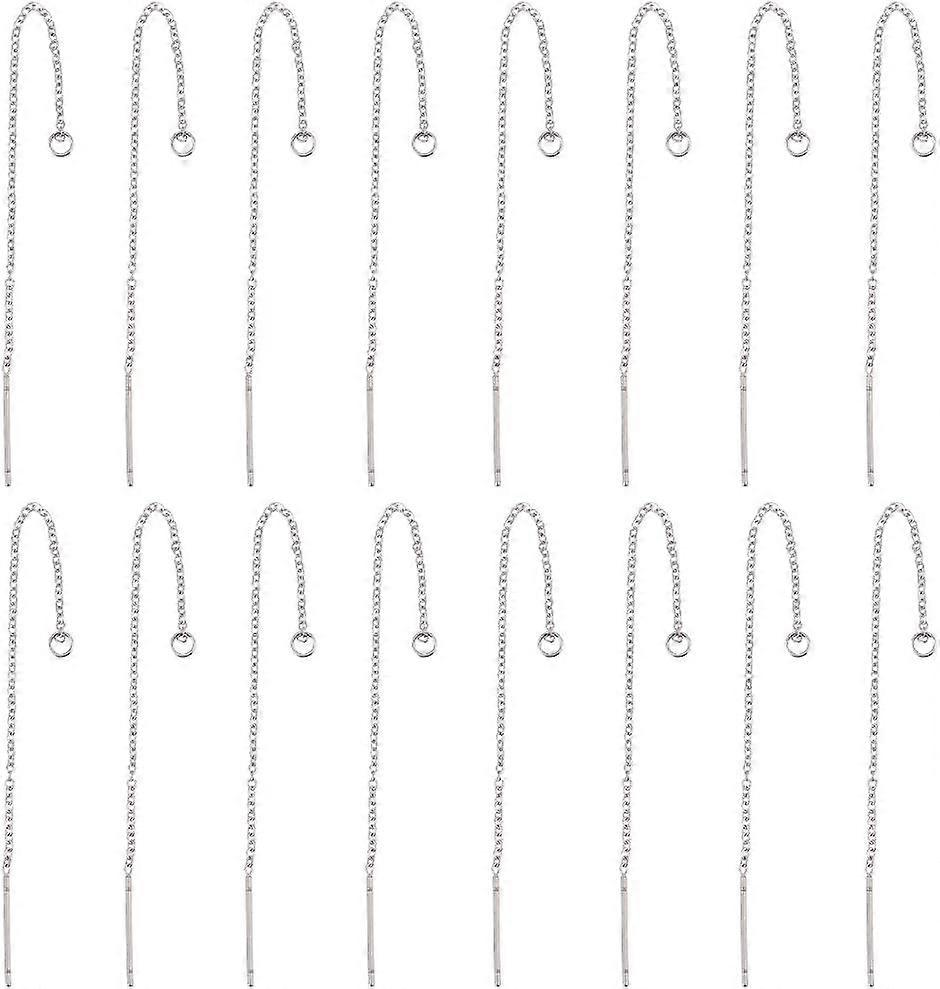 1 Box 60Pcs 90mm Earring Threaders Ear Threads 304 Stainless Steel Earring Threads Dangling Earrings Thread with Loop Drop Ear Threader for Jewelry Ma