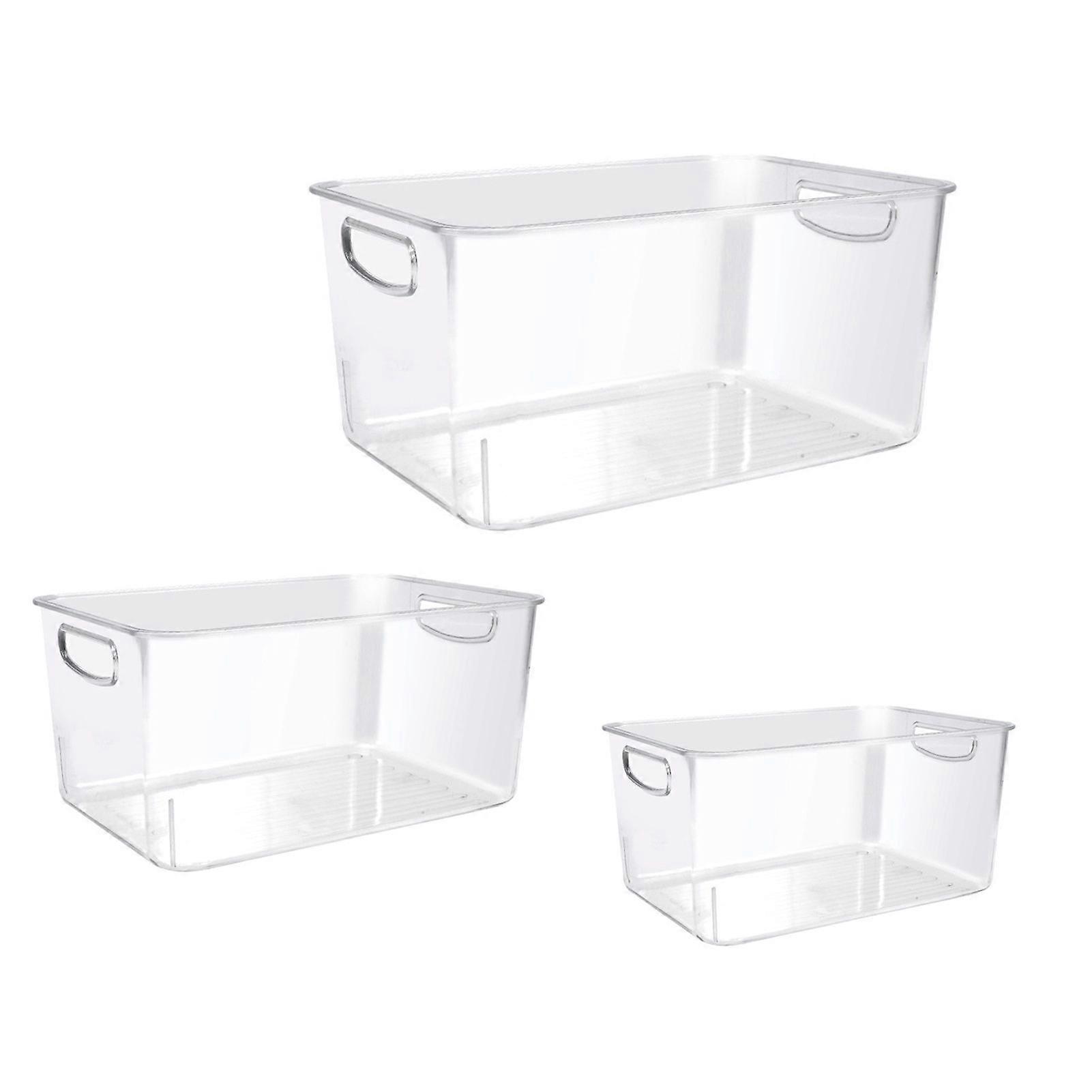 1/3Pcs Extra Large Clear Plastic Storage Bins Transparent Organizer with Built-In Handle Large Capacity Acrylic Organizer Square Container