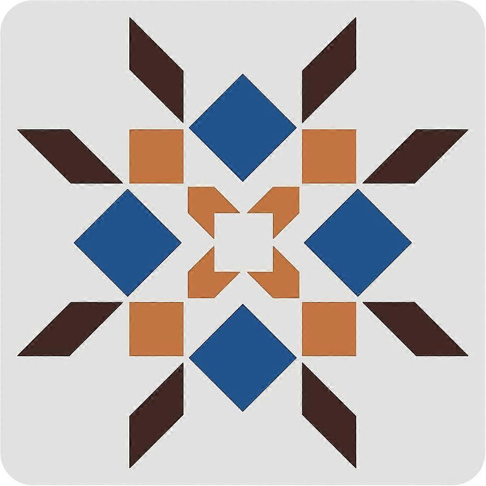 1pc納屋のキルトステンシル30x30cmパティオの床タイルの壁に塗装するための再利用可能なサンシャインキルトブロックステンシルダイヤモンドパターンステンシル。ファブリックホームデコレーション