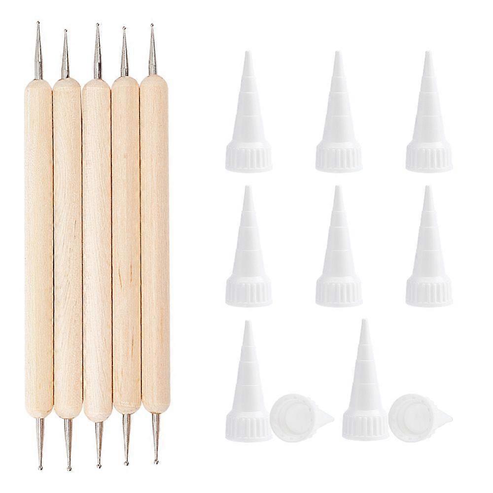 DIY Kits Plastic Glue Bottle Tip Caps with Double Head Nail Art Dotting Tool White Cap: 48x19mm inner diameter: 15mm about 50pcs/set
