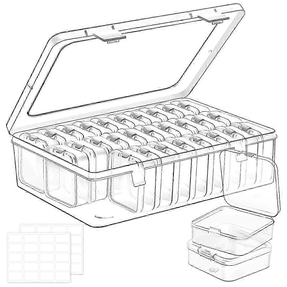 Small Bead Organizers, 30pcs Plastic Storage Cases, Mini Clear Craft Containers With Hinged Lid And Label