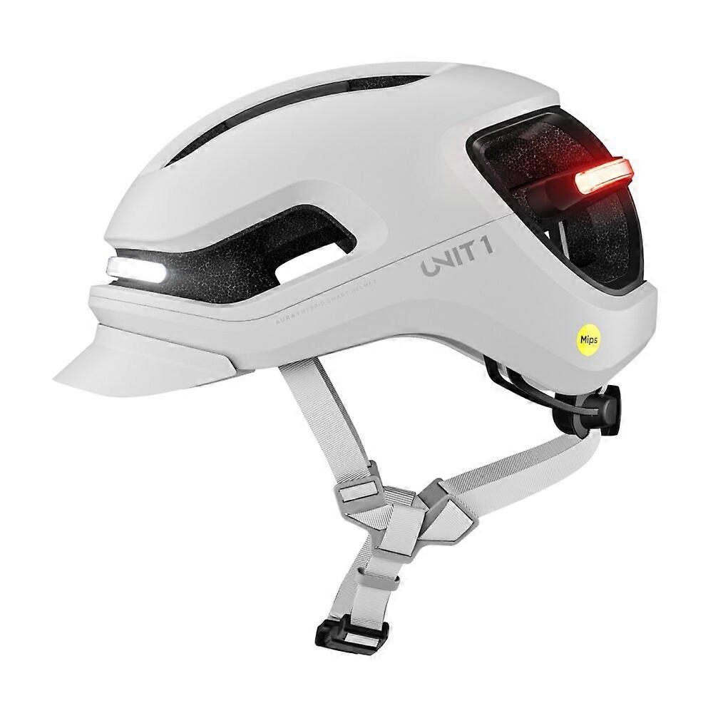 Unit 1 - AURAMIPSLCHALKV1 - MIPS Bicycle Helmet with Smart Functions - white - Size L - incl. Remote
