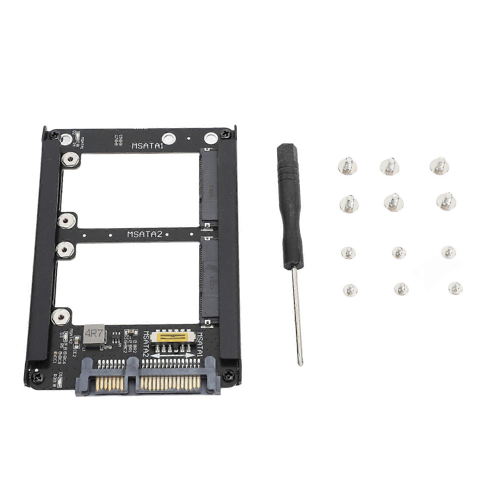 Dual Msata to SATA III 2.5 inch 6Gbps SSD Adapter, Supports Hot Swap, SATA III SSD Adapter Card with Enclosure for PC