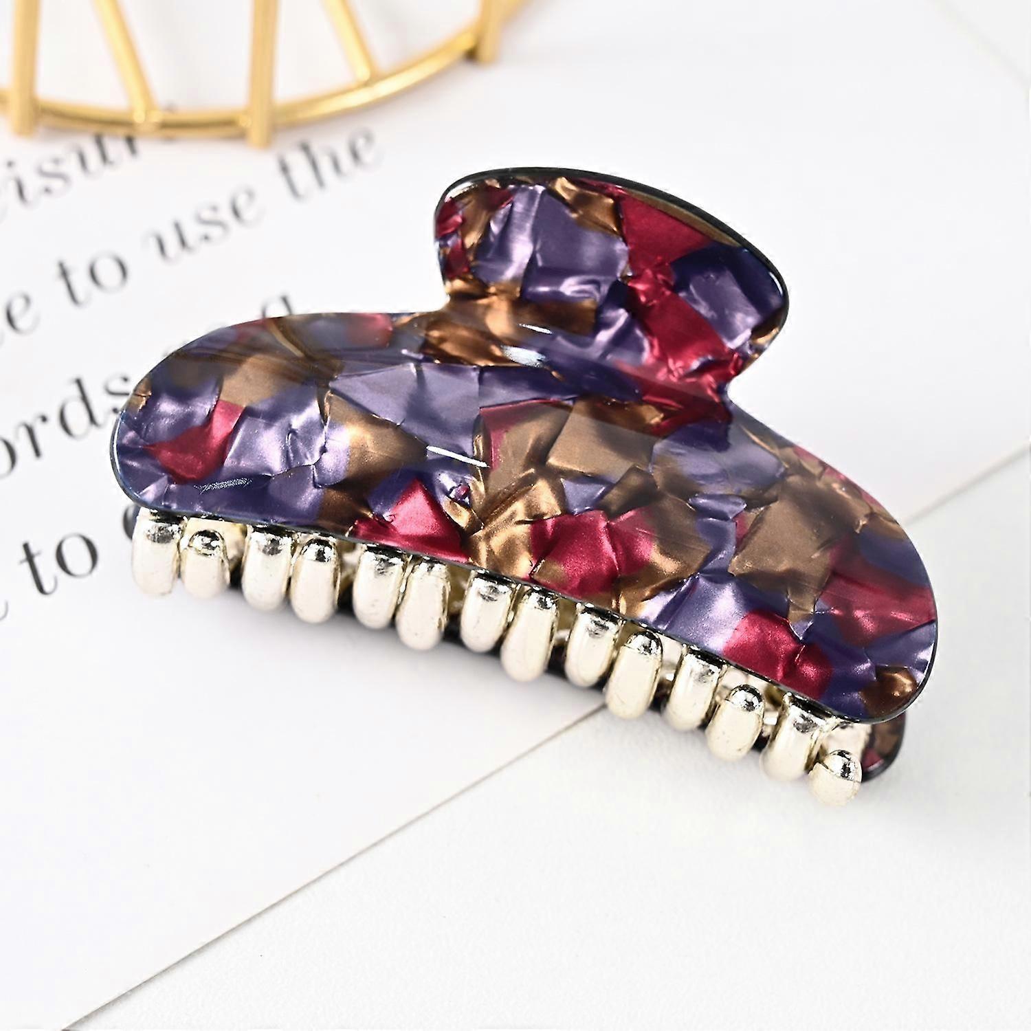 JUSCH 2 Pieces Women's Fashion Leopard Print Hair Clip Simple Temperament Elegant Top Clip Hair Clip-Acrylic material---------Stone Pattern Rich Red,W