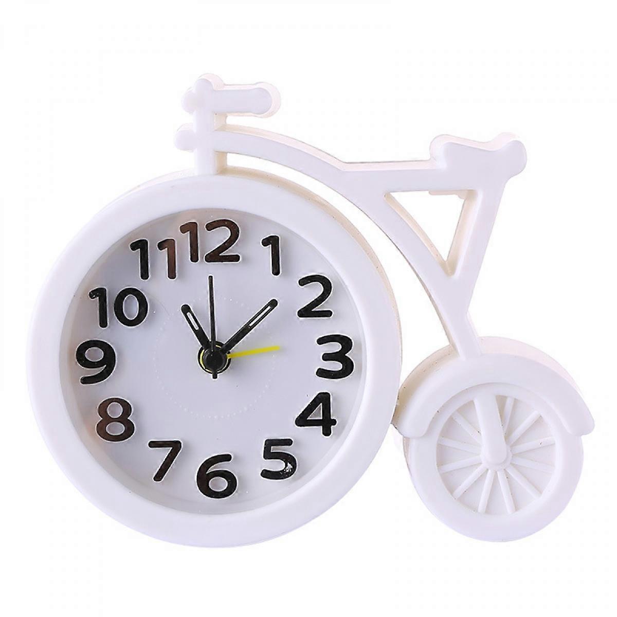 Creative Office Desktop Bicycle Alarm Clock Bedroom Bedside Clock Creative Simple Reminder Alarm Clock Clock (White)