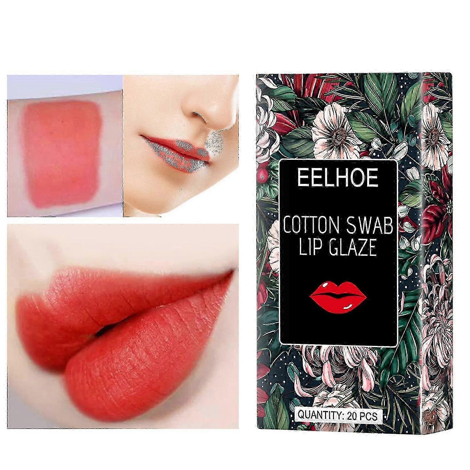 Cotton Swab Lip Gloss Cigarette Case Portable Creative Not Fade 0.15mlx20 Red Lipstick
