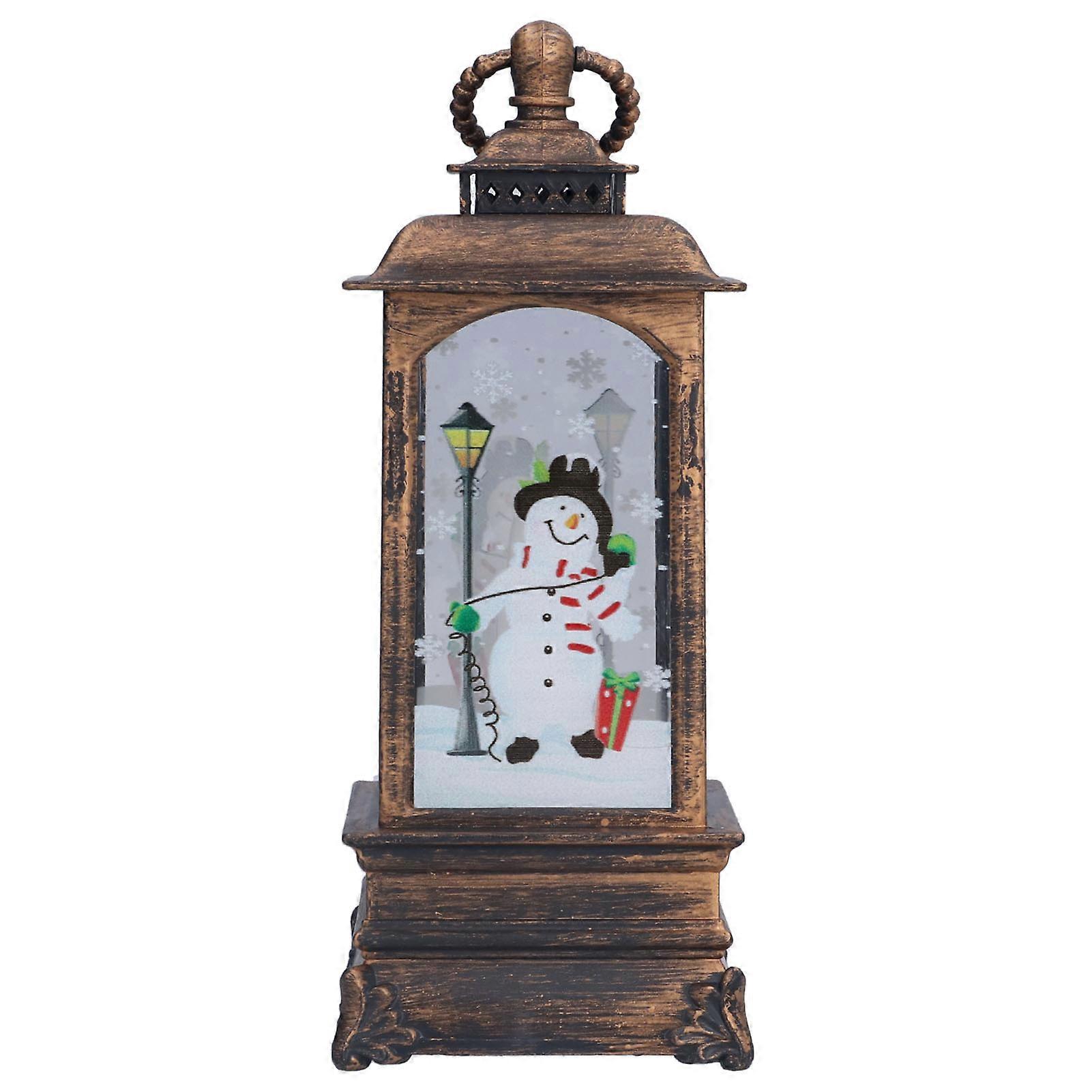 Battery - Operated LED Christmas Snowman Lantern for Dining Table and Fireplace Decoration