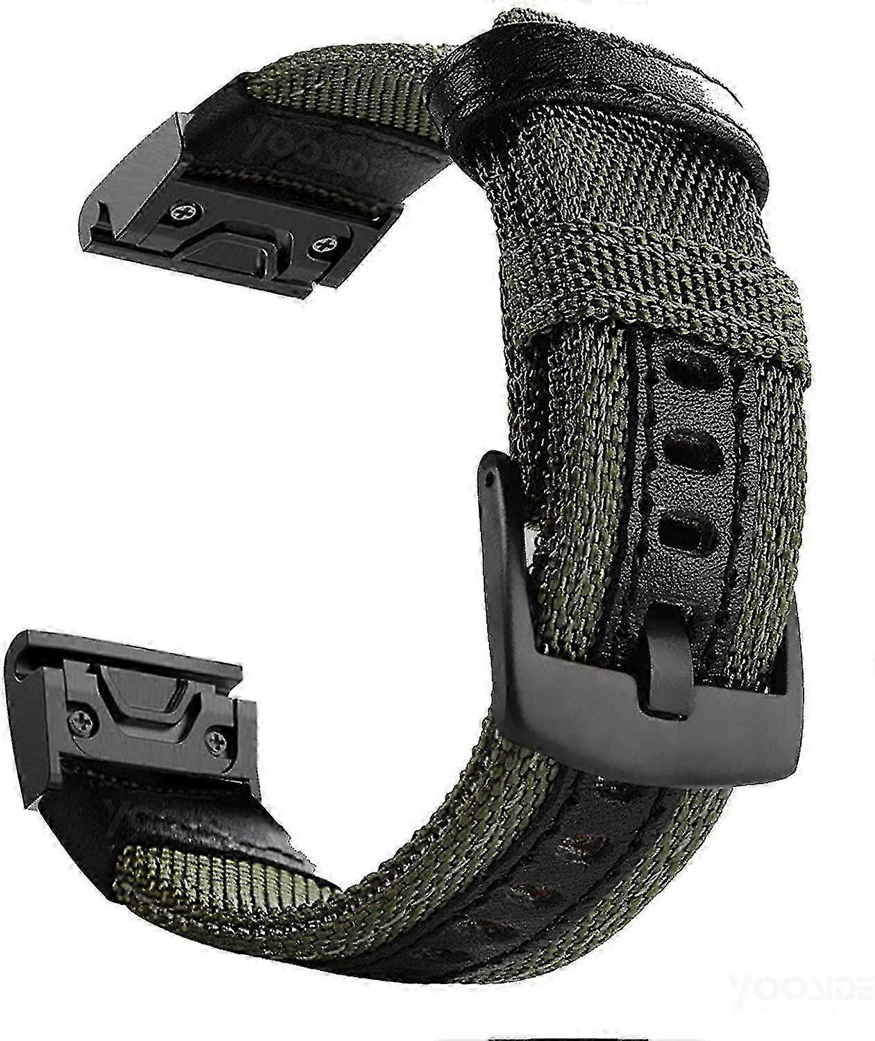 22mm Quick Fit Nylon Strap for Garmin Fenix 5/6 Green, Durable Watch Band Compatible with Instinct & Forerunner 935/945