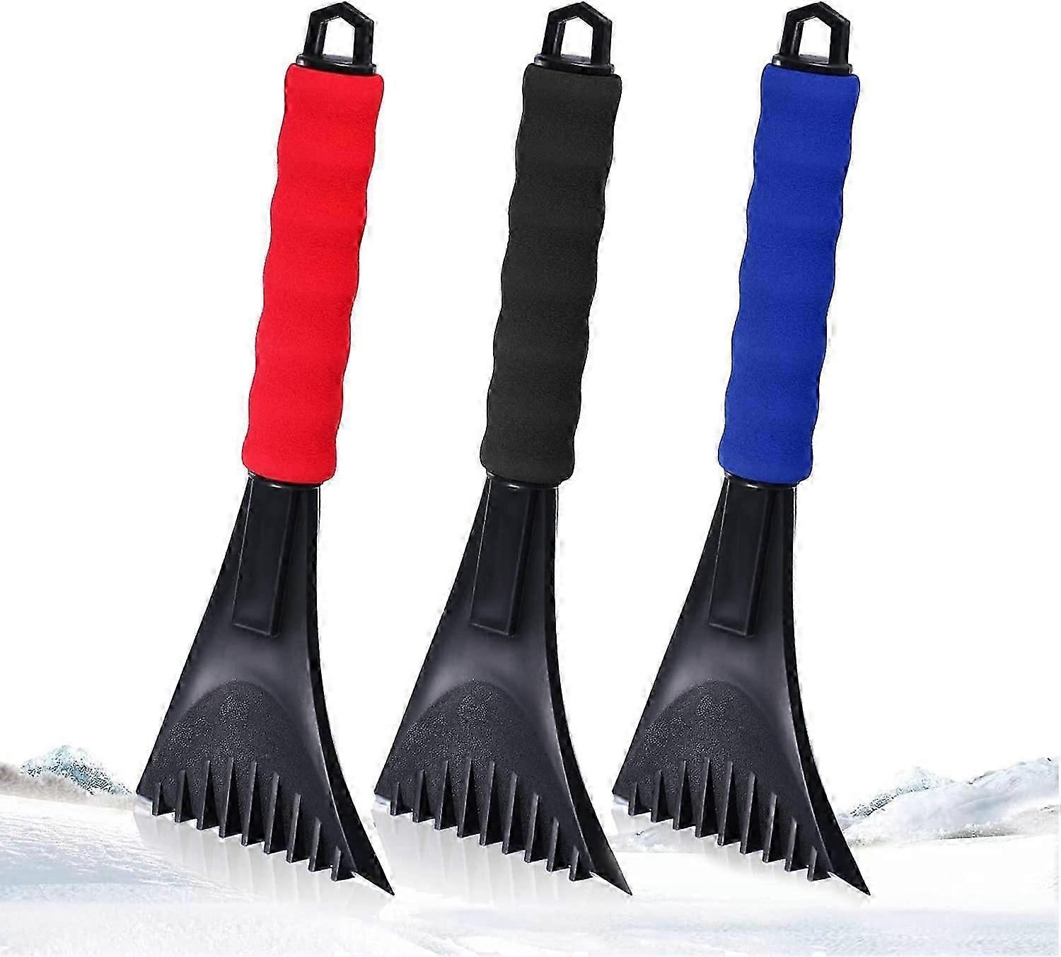 Ice Scraper, 3 Pack Car ice Scraper with Soft Touch Foam Handle, Ice Scraper for Car Windscreen, Car Accessories Windscreen Scraper Removes Frost