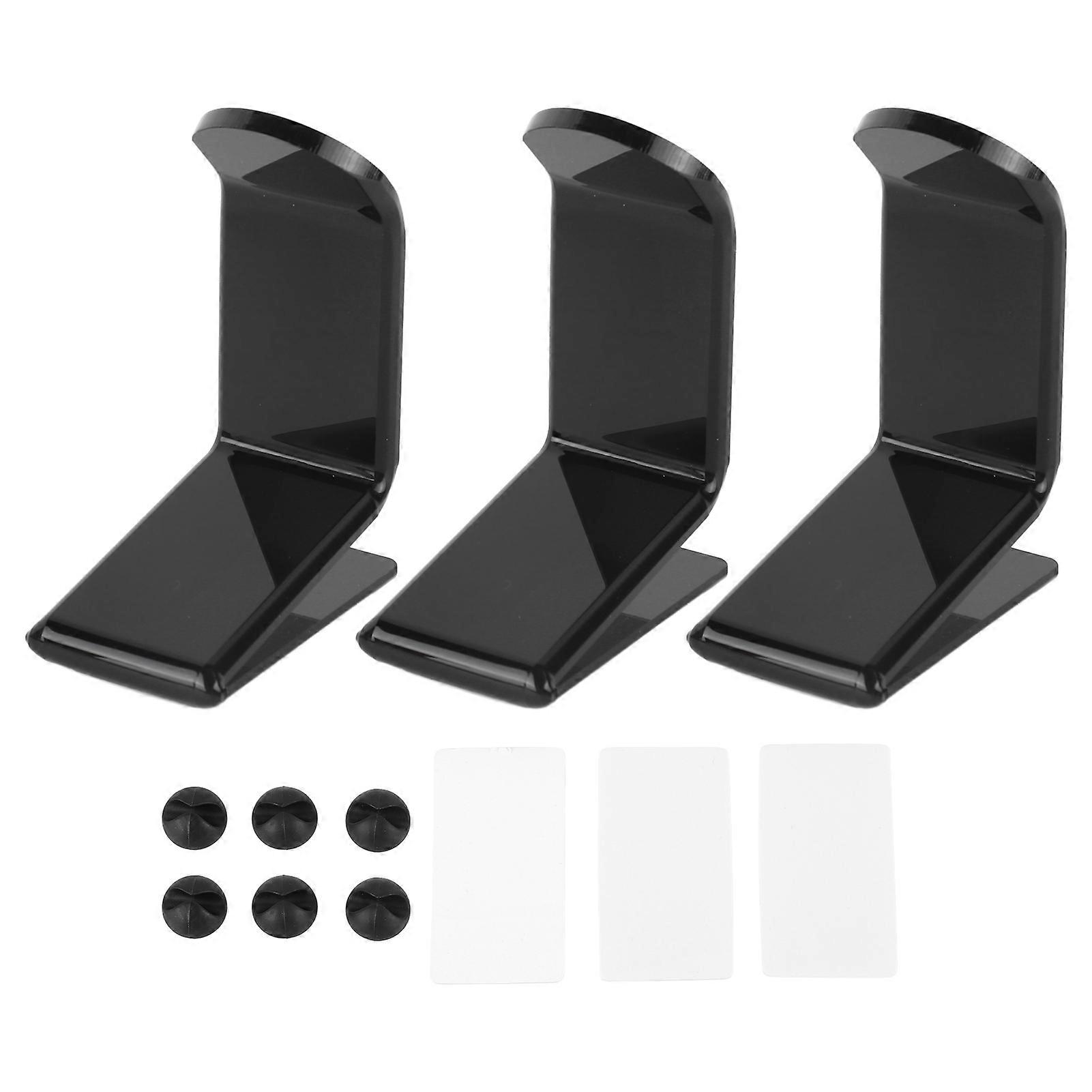 3Pcs Wall Mount Game Controller Holder Stand Acrylic Under Desk Desktop Game Console Holder Black