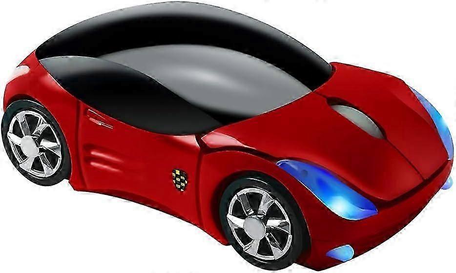 Wireless Mouse Cool 3D Sport Car Shape Ergonomic Optical Mice with USB Receiver for PC Laptop Computer Women Small Hands (Red)