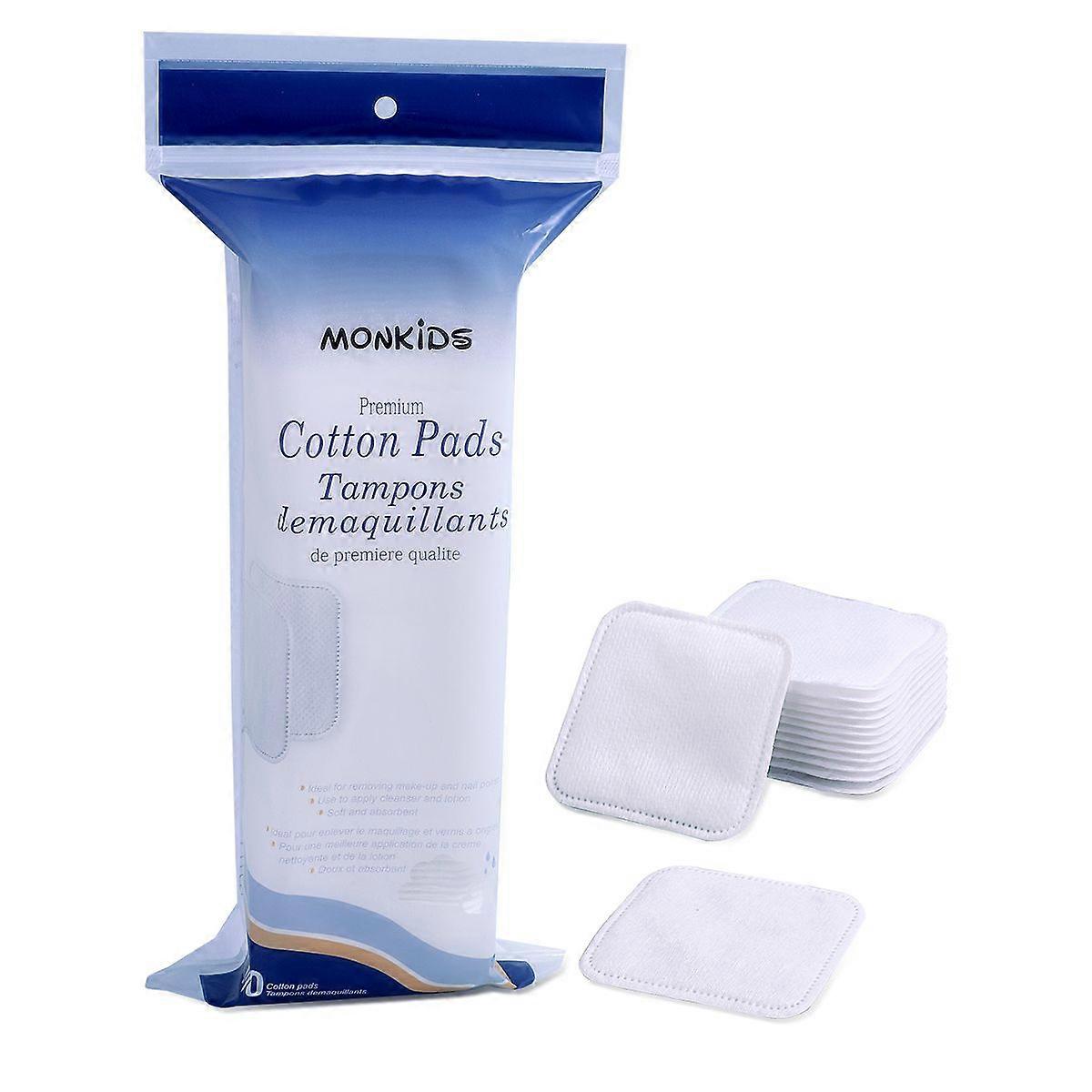 100pcs Soft Breathable Cotton Rectangular Makeup Remover Pads Double-Sided Textured for Skincare and Facial Cleansing
