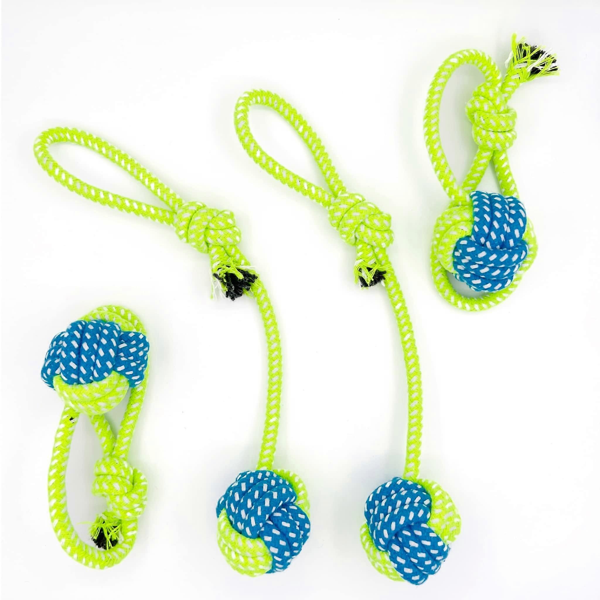 Tug of War Dog Toy for Small and Medium Breeds, 4-Pack Interactive Rope Balls for Puppies, Durable 0-60 Pounds