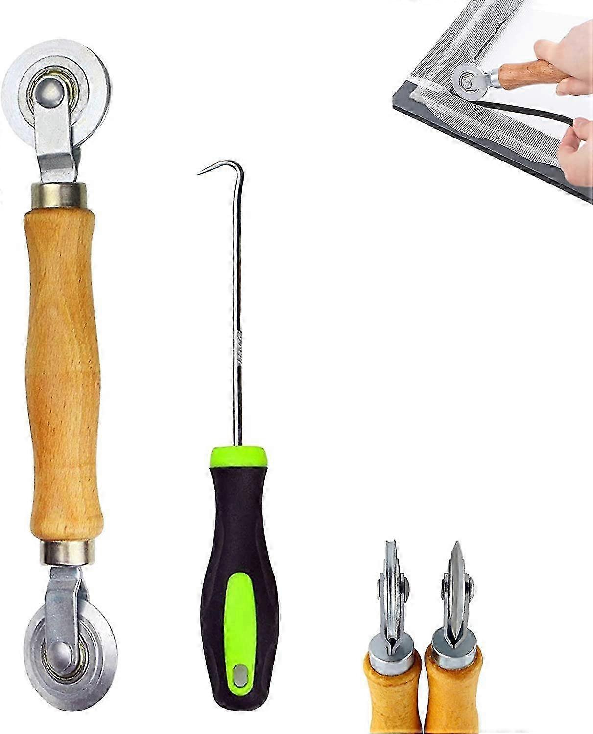 Piping Tool with Wooden Handle and Steel Wheel Tool Retractable Roller Sieve Window Spline Roller SZRH A-F