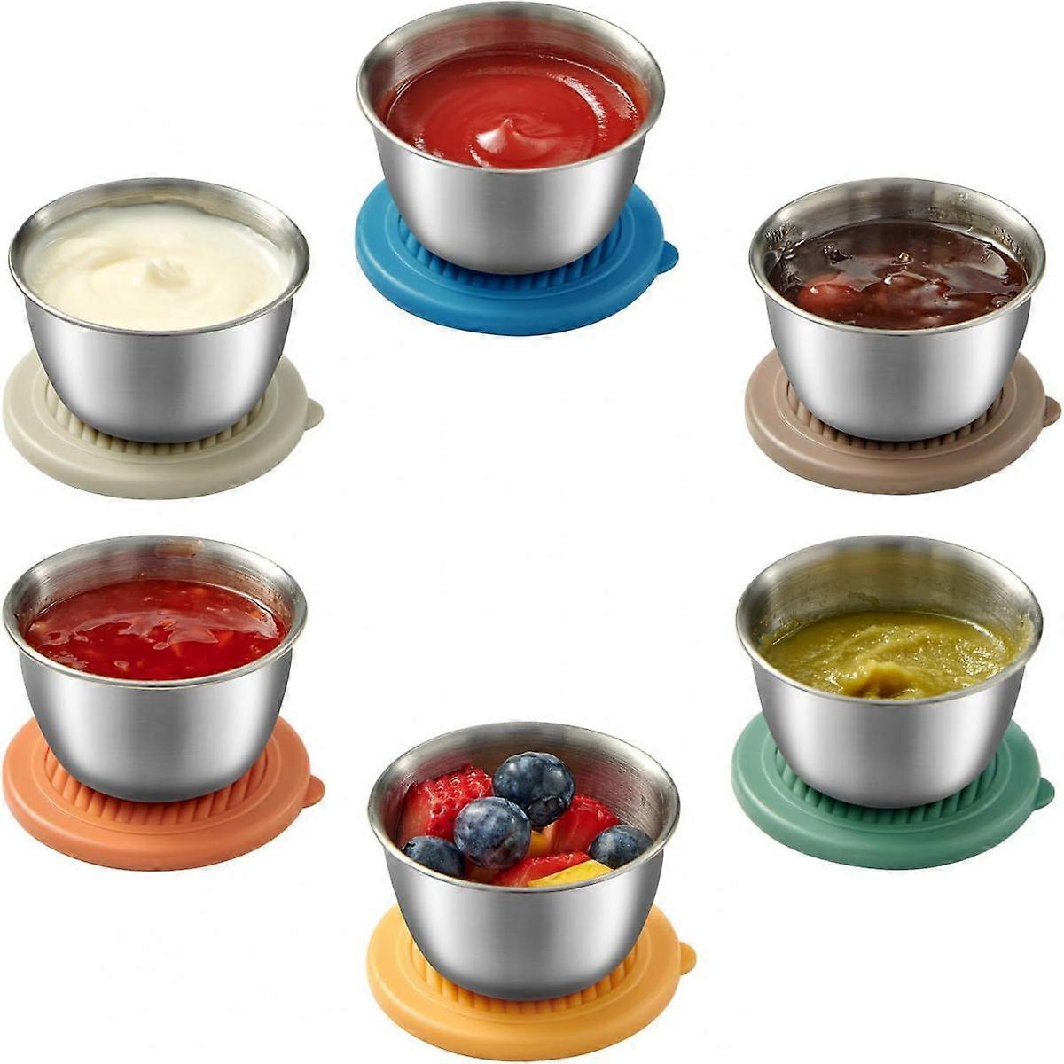 Salad Dressing Container, Stainless Steel, Leakproof Silicone Lids