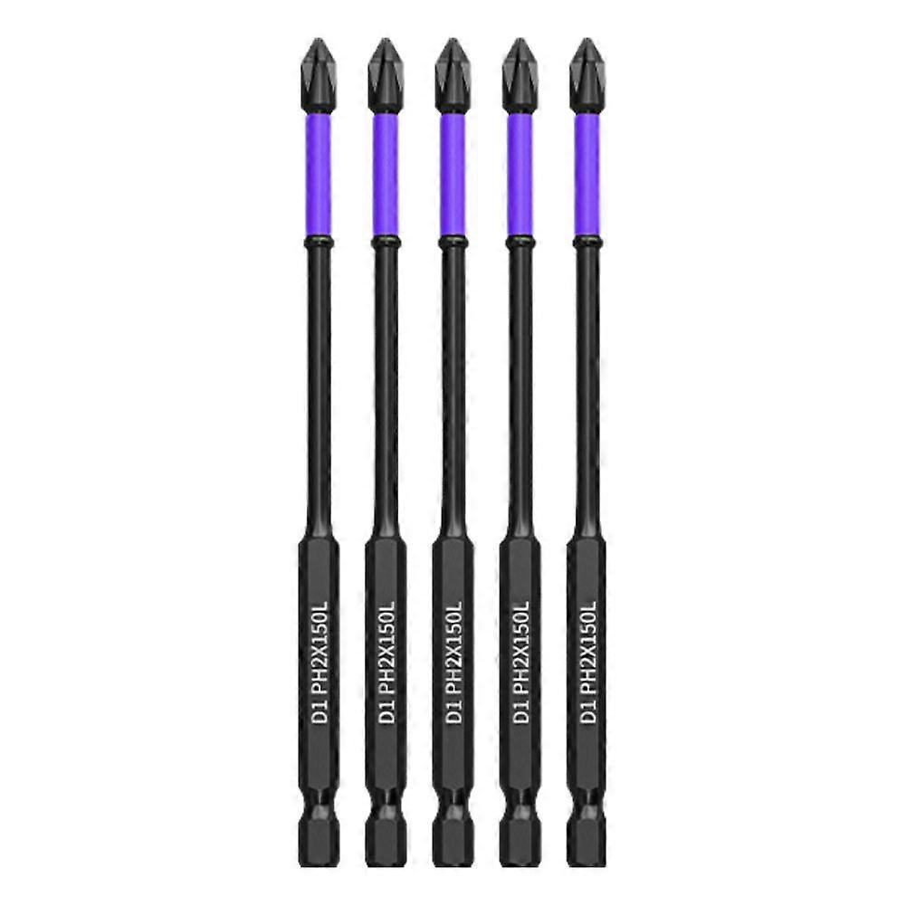 D1 Magnetic Screwdriver Set with PH2 Cross Tip, High Carbon Steel, Non-Slip, Impact Sizes 25/50/65/70/90mm