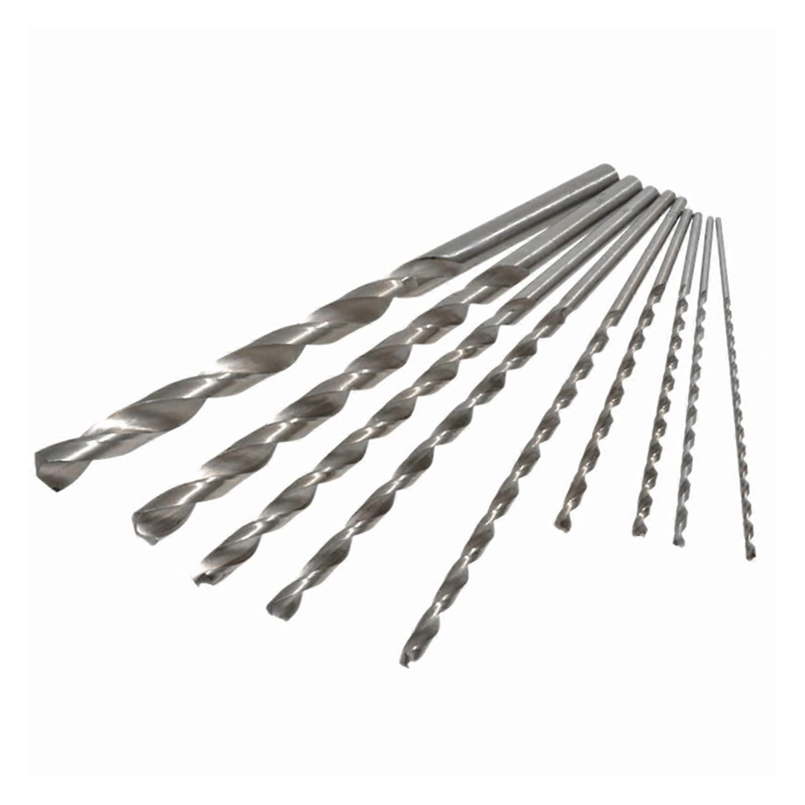 9Pcs Long Extended Twist Drill Bit Set For Metal HSS 150/200mm Drills Hole Opener Head