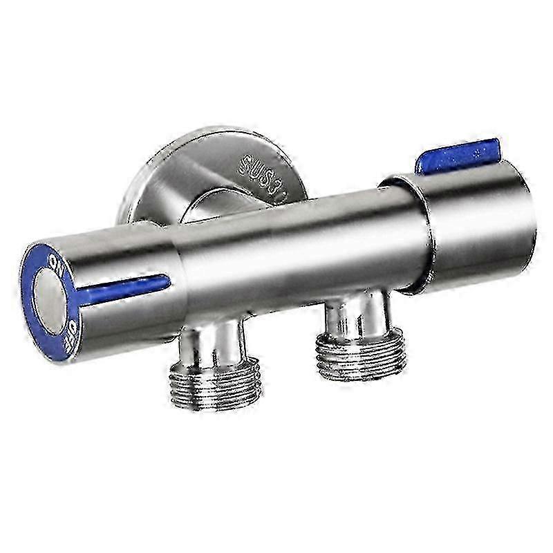G1/2 x 1/2 304 Stainless Steel Two Three-Way Angle Valve, Double Handle Double Control Single Cold Multi-Function Faucet - jjS
