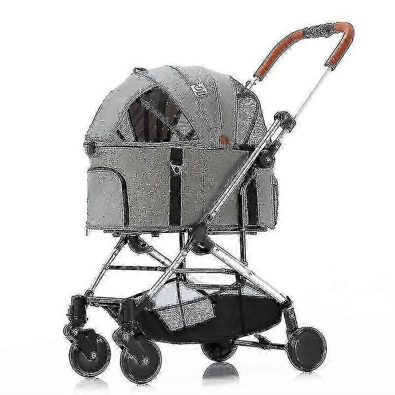 Aluminum Tube Pet Stroller Bag Removable Teddy Cat And Dog Cart Wagon Pet Stroller(grey)