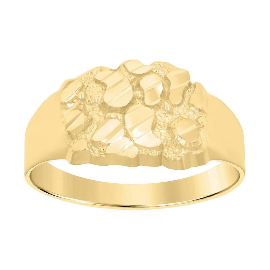 Bague fantaisie en or jaune 14 carats pour femme, motif pépite, largeur 9,6 x 2,2 mm - 1,9 gramme