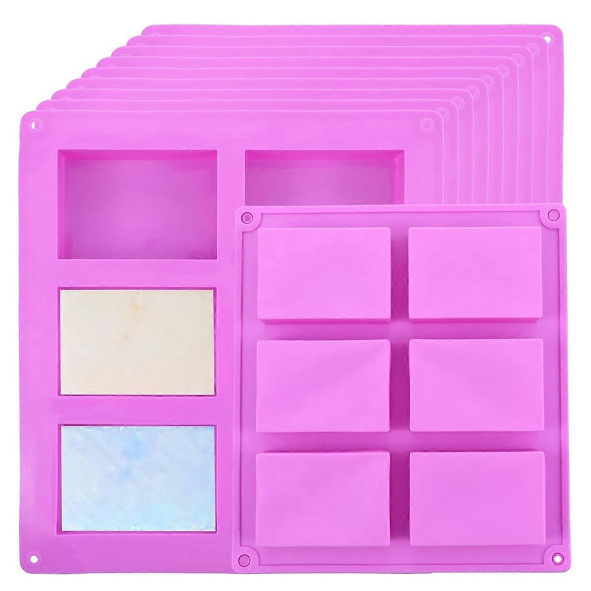 10 Pack Silicone Soap Molds, 6 Cavities Rectangle Silicone Soap Mold, for Homemade Craft Soap Bar Mo