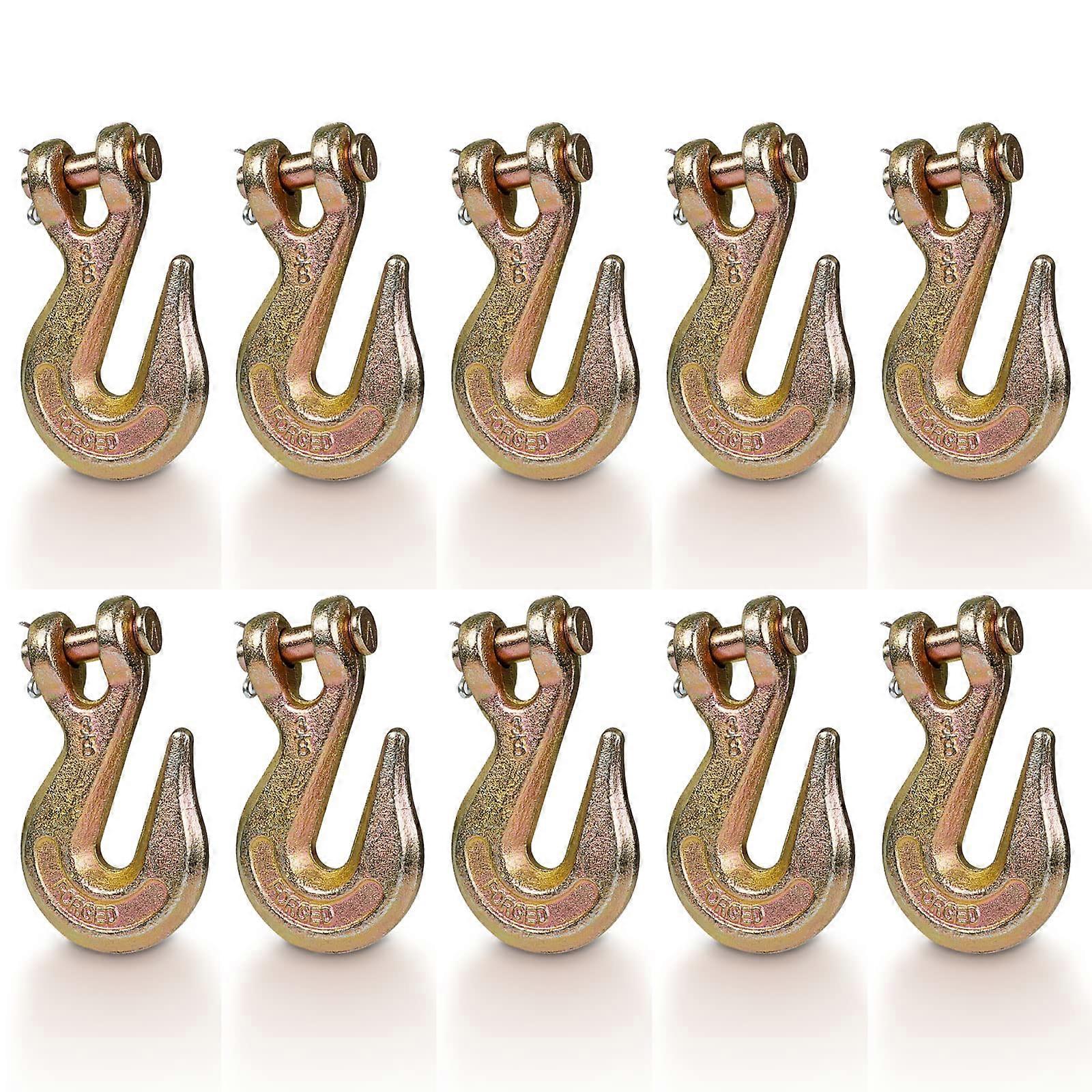 Grab Hook Clevis End 3/8'(10Pack) Pin Clevis Rigging Tow Transport Truck Trailer Hook 7500 Lbs Working Load Limit