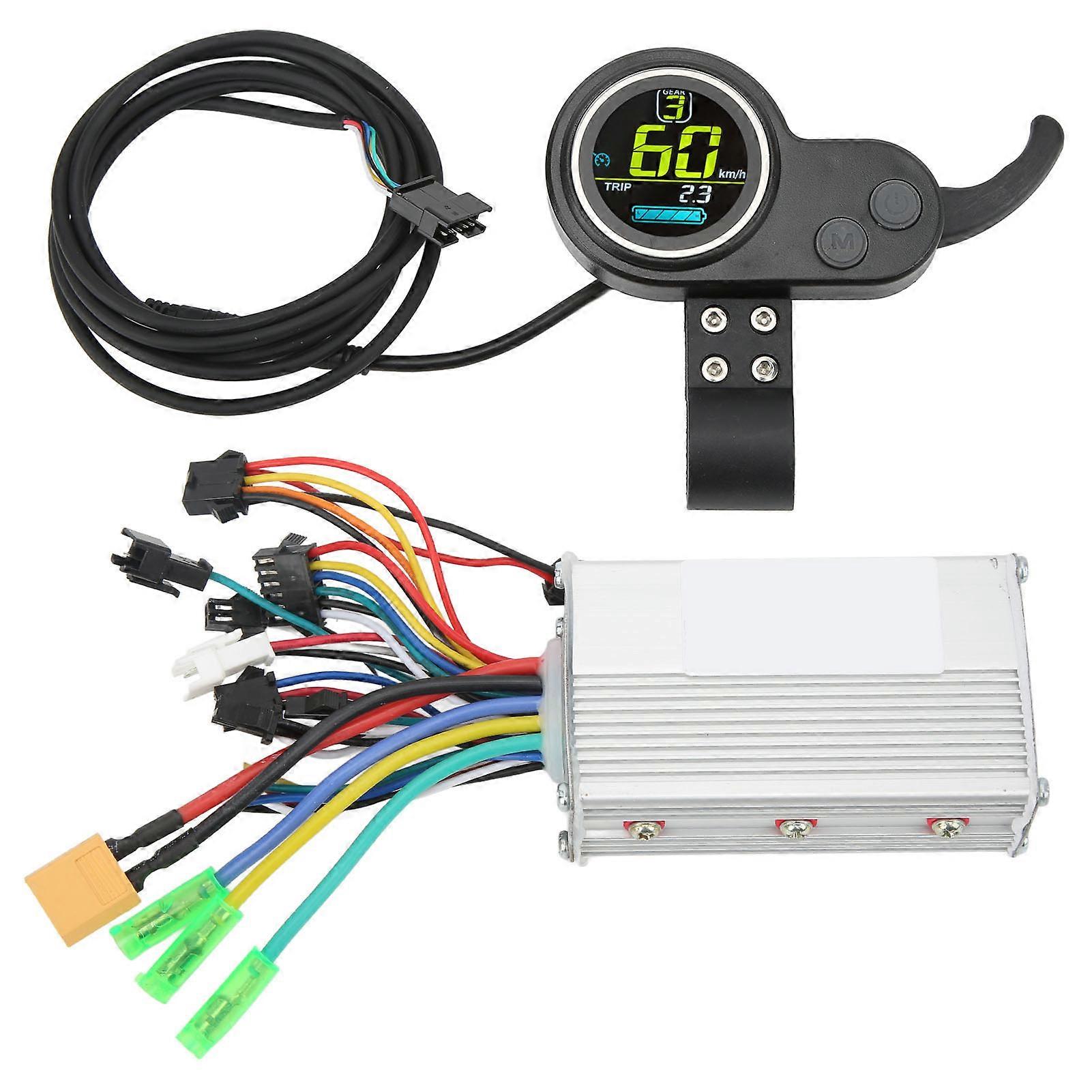 Bike Kit 350W Multi Data Electric Scooter Controller LCD Display Meter with Thumb Throttle for Modification 24V 36V 48V