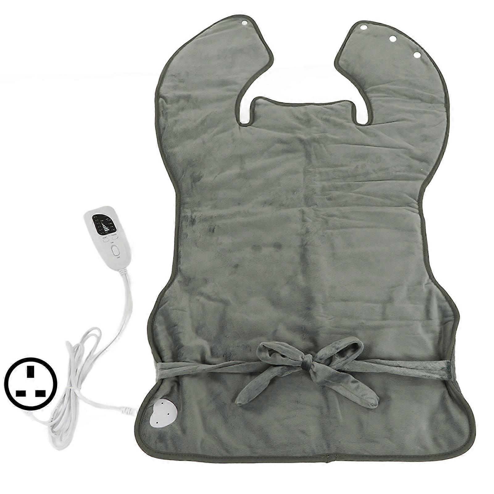 Back Dark Grey Soft Plush Hands Free Design Ergonomic Neck Outline 6 Temperature Adjustment Washable Heating Pad