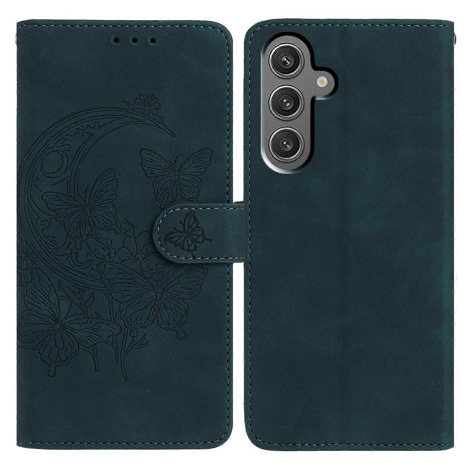 For Samsung Galaxy S24+ Case Butterfly Flower Imprinted PU Leather Wallet Stand Phone Cover