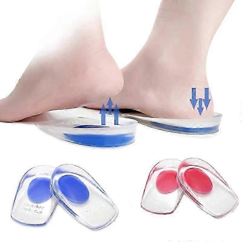 2-pack Heel inserts - Shoe inserts in Silicone - Transparent Blue red 10.5cm