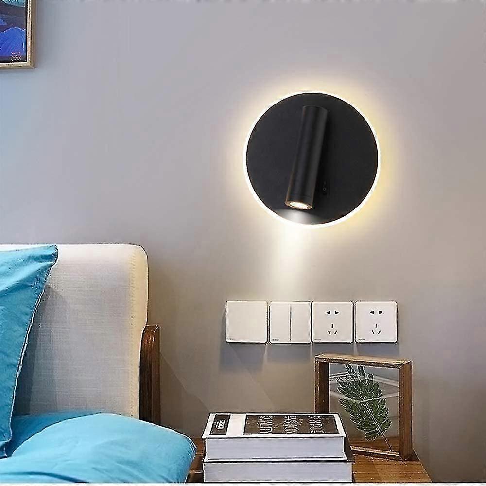 Versatile Black LED Wall Lamp - Adjustable Bedside Light with Dual Control for Cozy Indoor Lighting