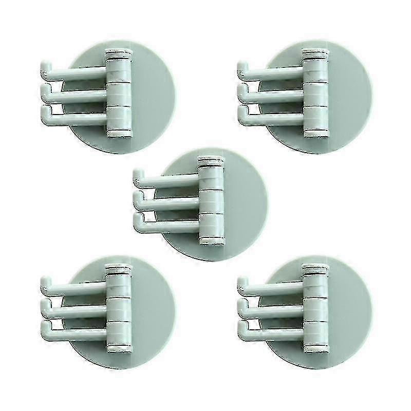 5pcs Rotating Hook Kit for Bathroom Door - Portable Storage - Green