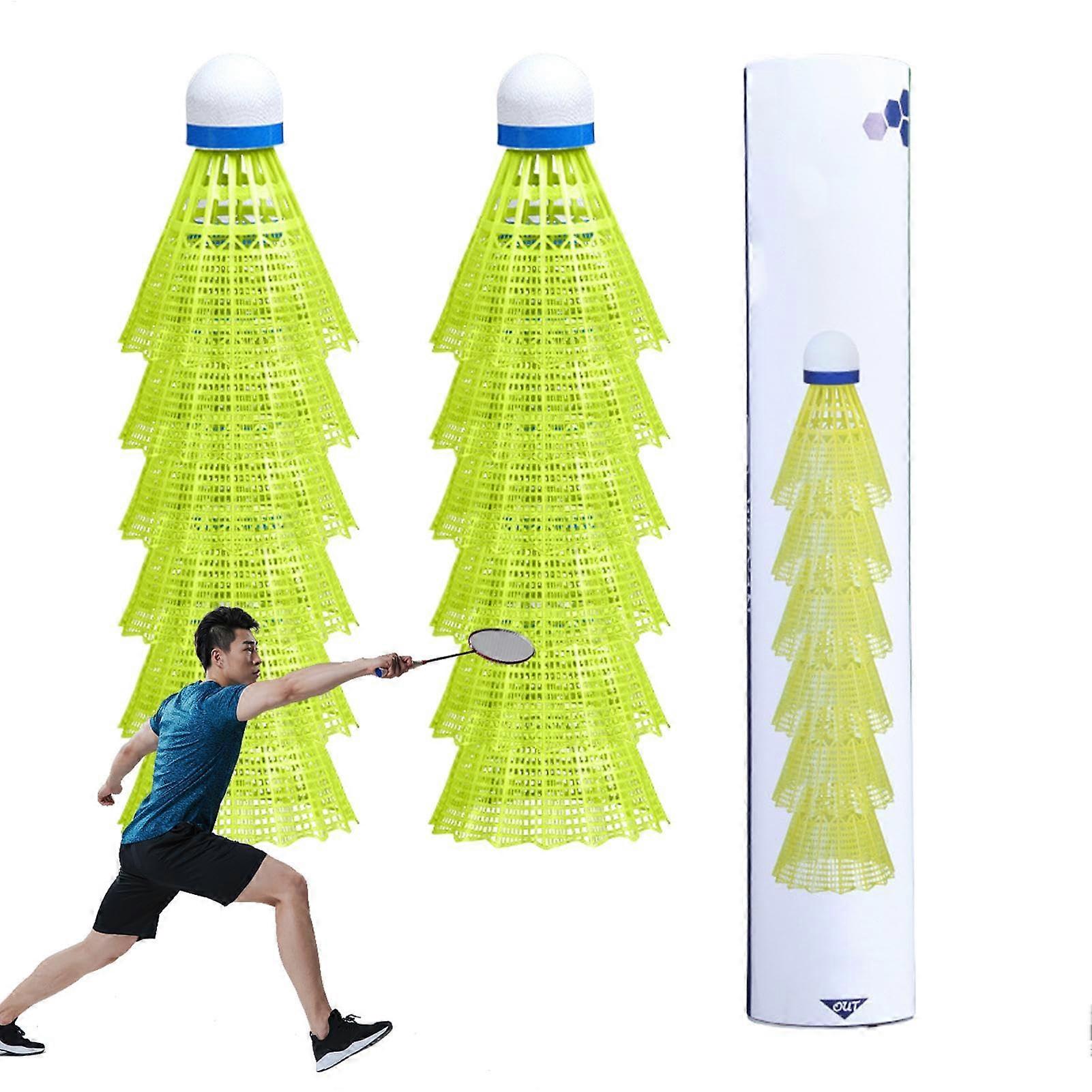 Badminton Shuttlecocks Outdoor Break-Resistant Nylon High-Speed Training Shuttlecocks 12 Yellow