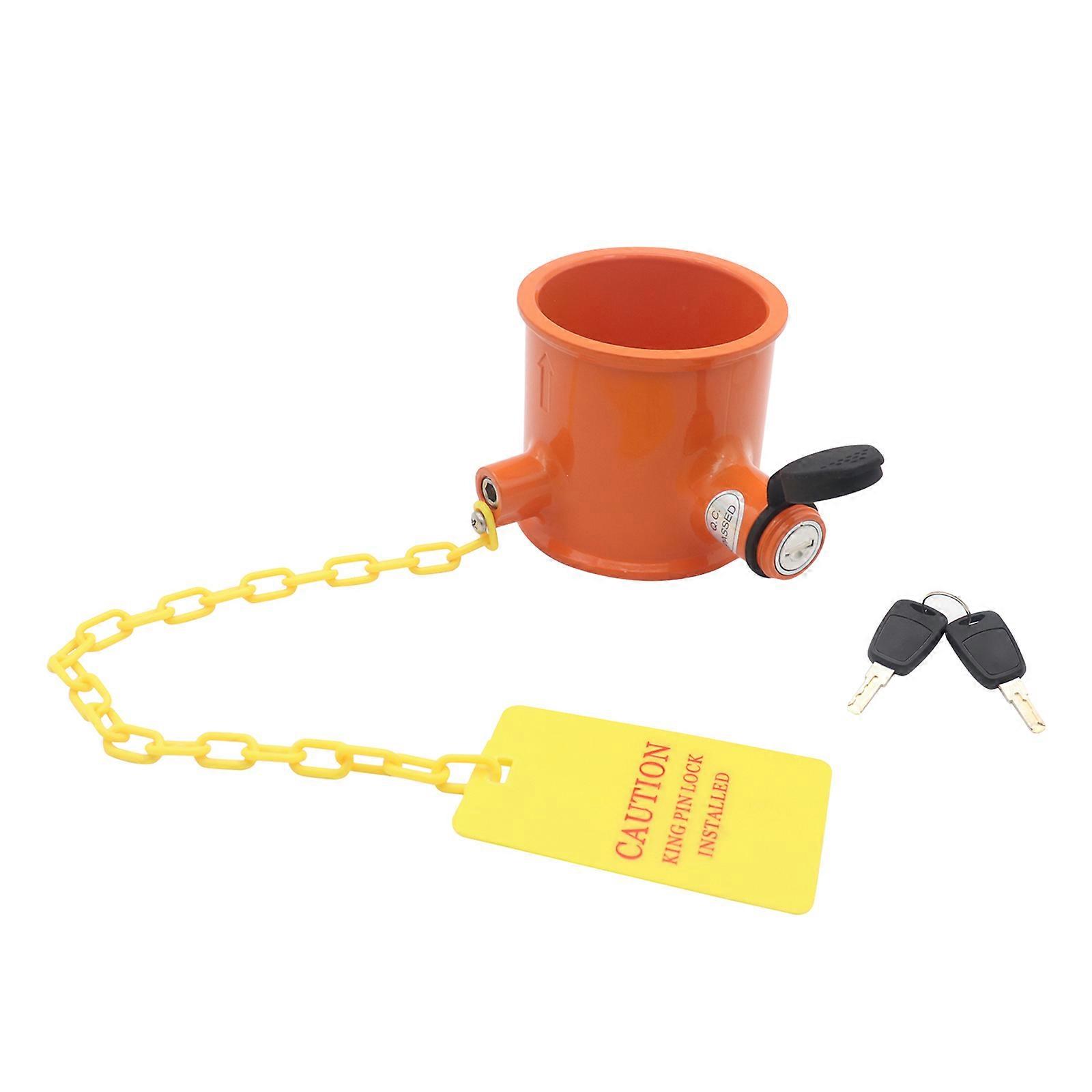 Serrure antivol en alliage avec couvercle d’étanchéité étanche, panneau d’avertissement jaune et 2 clés facile à installer pour camion, camionnette, trac