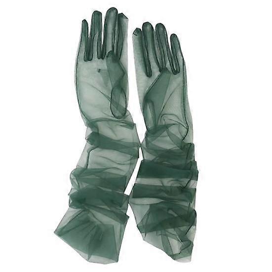 1 Pair Bridal Gloves Over Sleeve Soft See-through Tulle Ultra-thin Decorative High-end Anti-slip Dress Gloves for Party