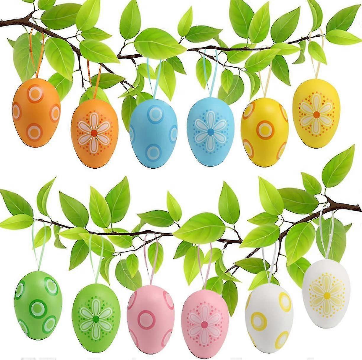 Easter Egg Decorations, 12 Colorful Plastic Easter Eggs for Holiday Decor