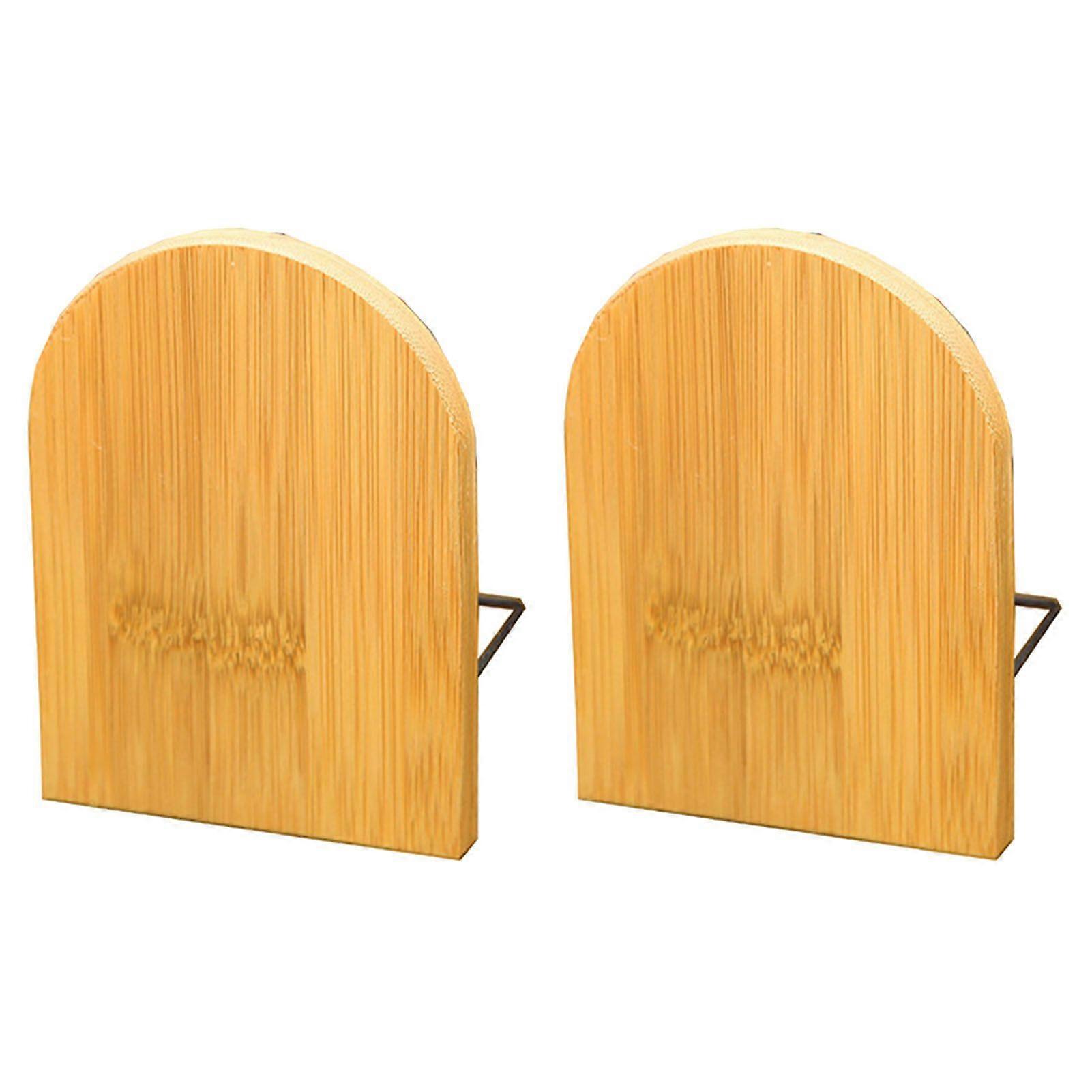 2025 Latest Model  2 Pcs Wooden Bookends Simple Shape Rounded Edge Book