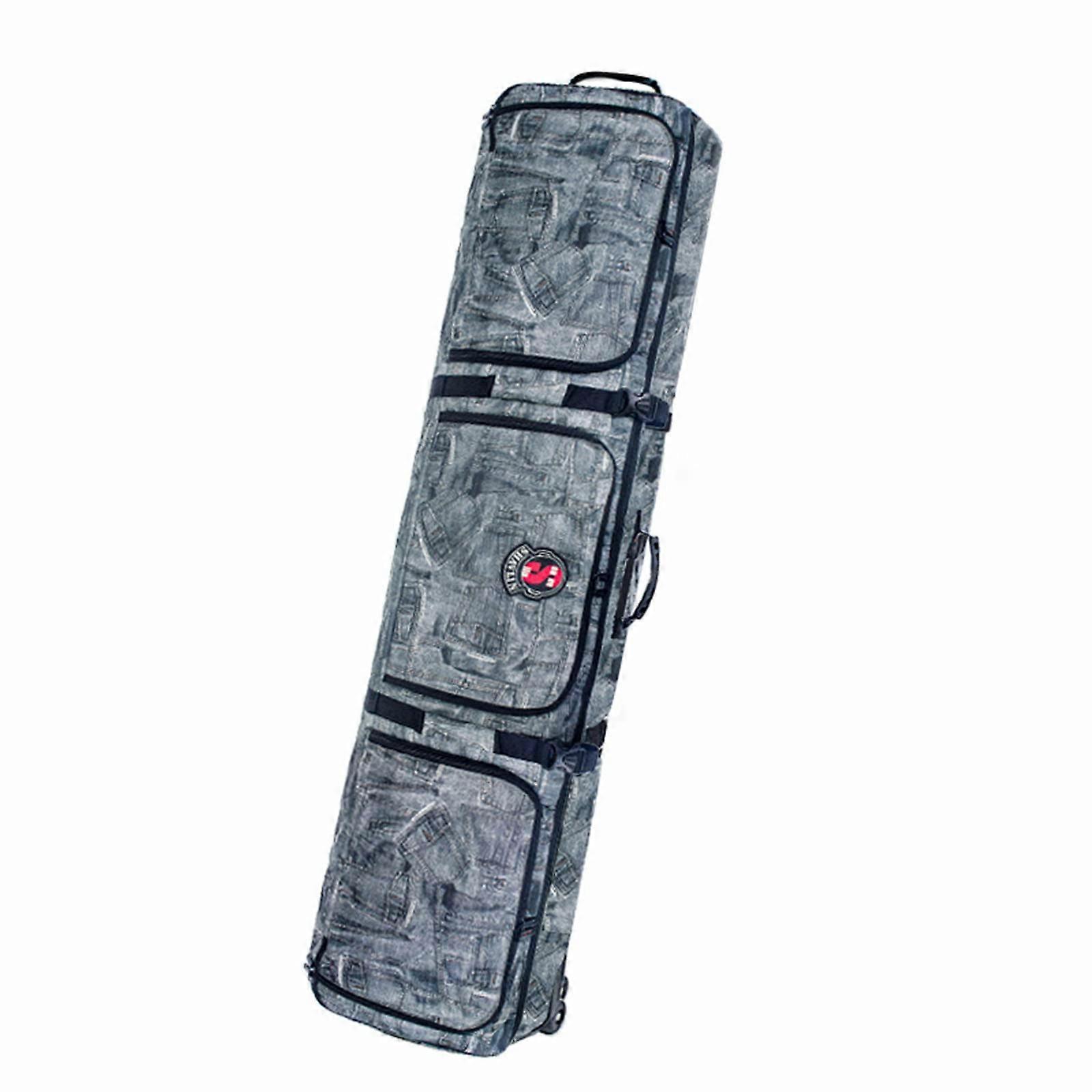 Single/Double Snowboard Bag with Wheels, Padded Storage Ski Bag, Grey