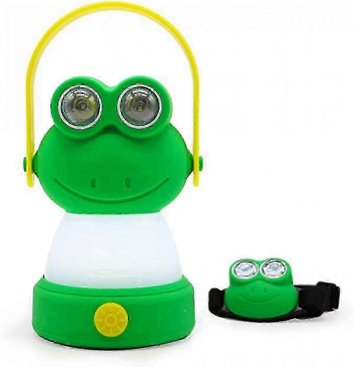 LED Frog Kids Camping Lantern & Headlamp - 2 Modes, Foldable Handle, Battery Powered