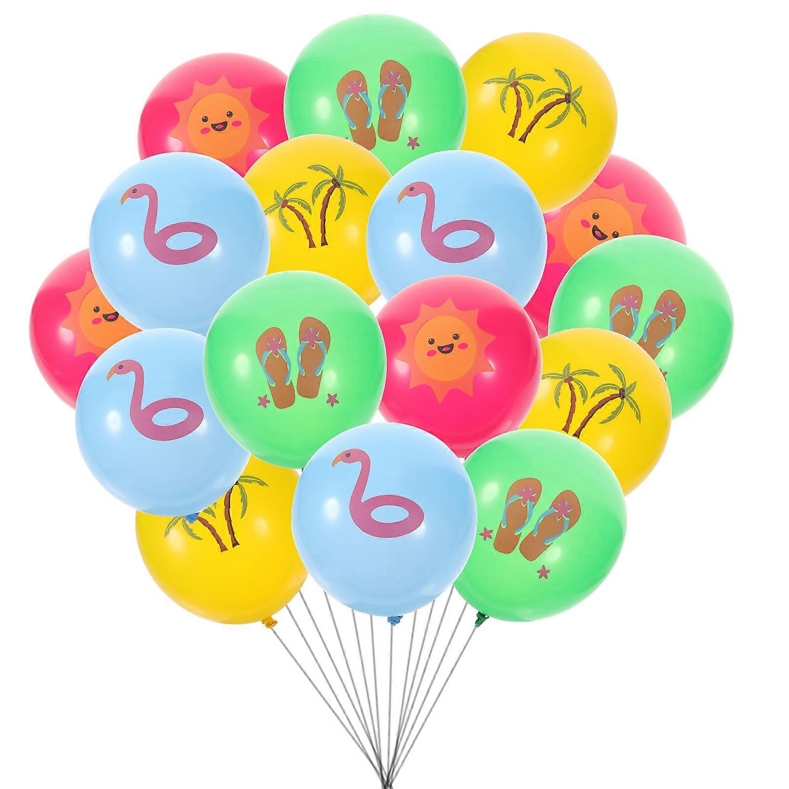 Hawaiian Party Balloons Round Shape Summer Event Decorations Assorted Color 16Pcs