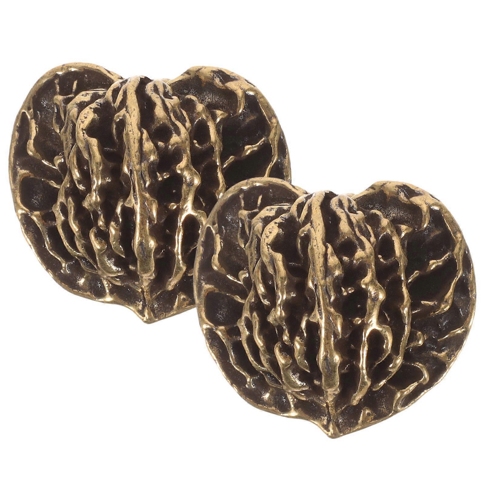 Baoding Balls For Hands Brass Handiwork Figurines Traditional Style 4x4x3 Cm Golden 2Pcs