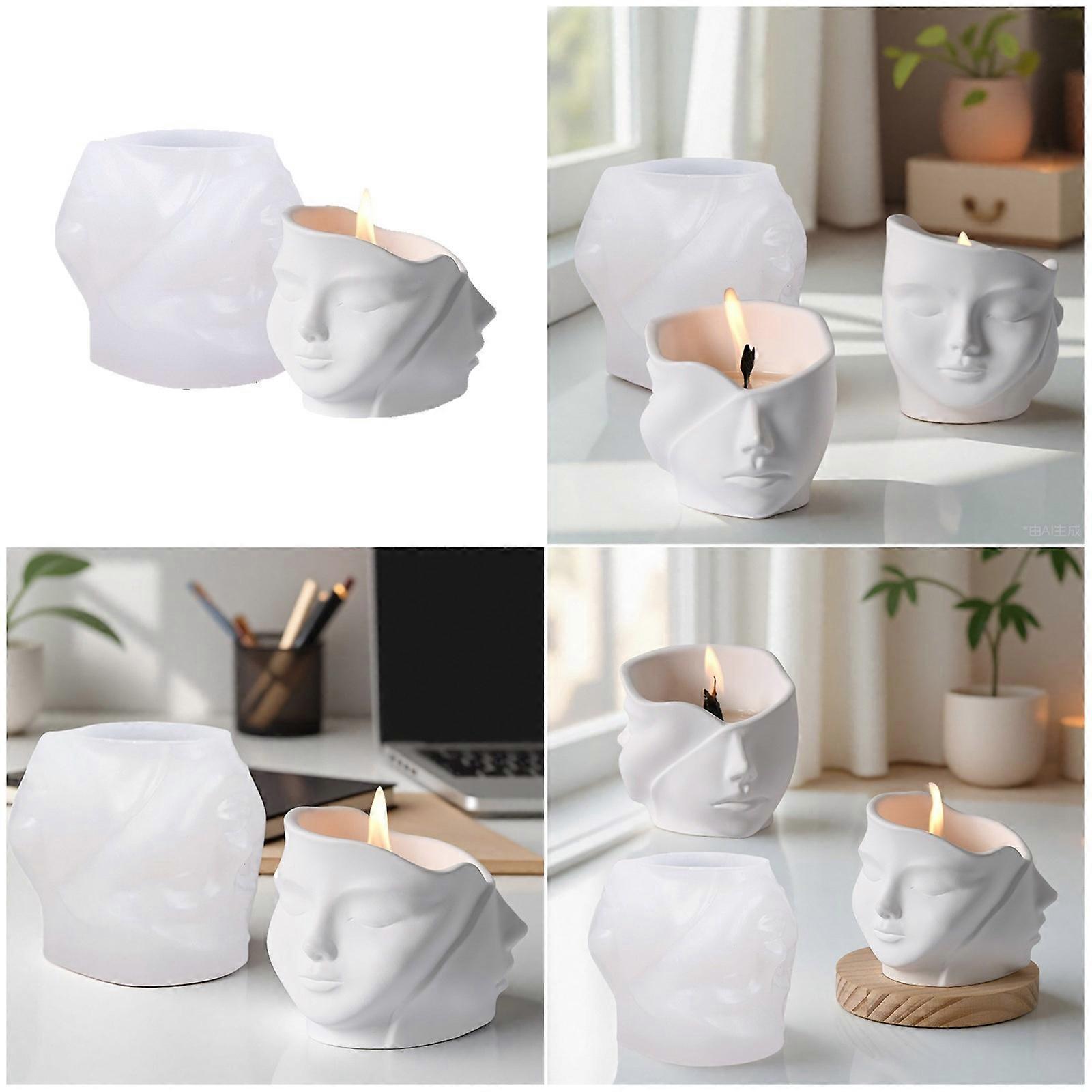 Artistic Face Shape Silicone Mold Planter Molds Resin Casting Molds Crafting Accessories for Home Gardening Projects