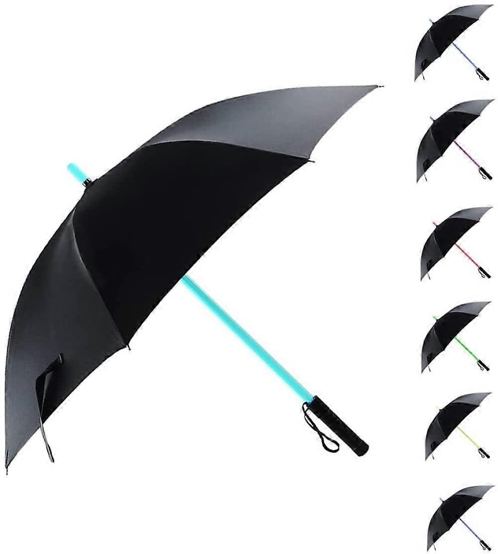 LED Lightsaber Style Umbrella with Torch, Illuminated with 7 Colours Changing Lights, Golf Umbrellas, Black, Normal, black