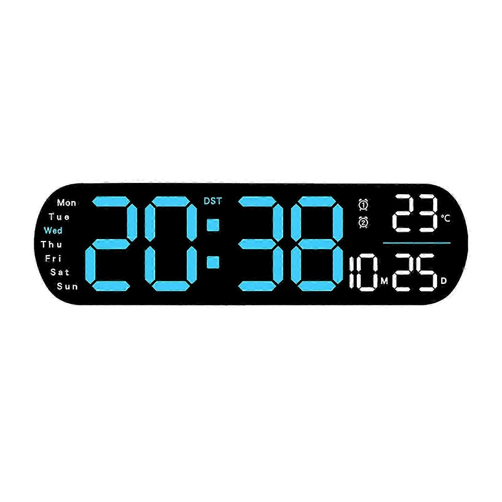 Large Screen LED Digital Alarm Clock with Multiple Alarm Modes Teperature Week Date Display for Students,Office,Travel Green