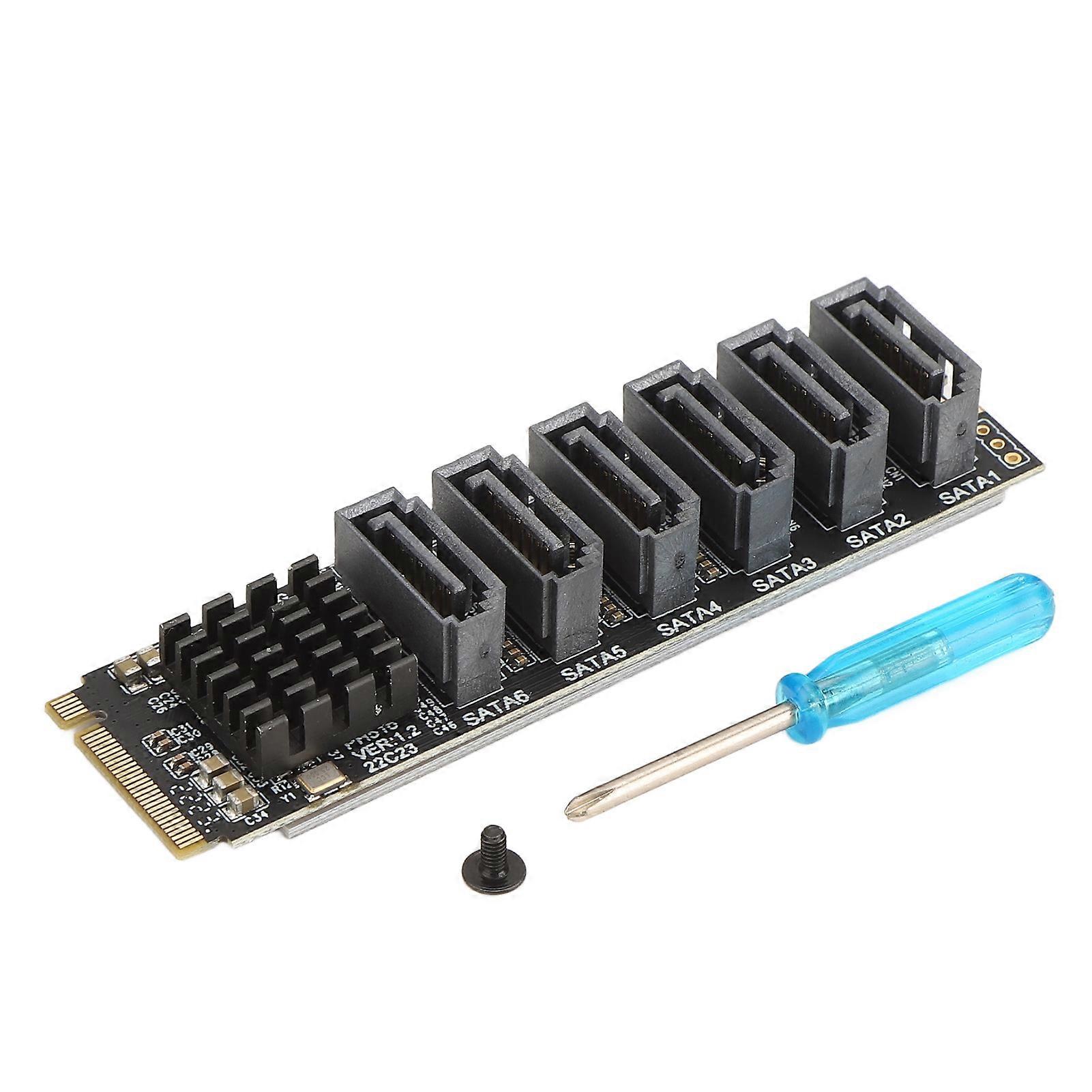 Carte adaptateur M.2 vers SATA 3.0 6 Gbit/s haute vitesse ASM1166 Carte d'extension M.2 PCIE vers SATA avec indicateur intelligent
