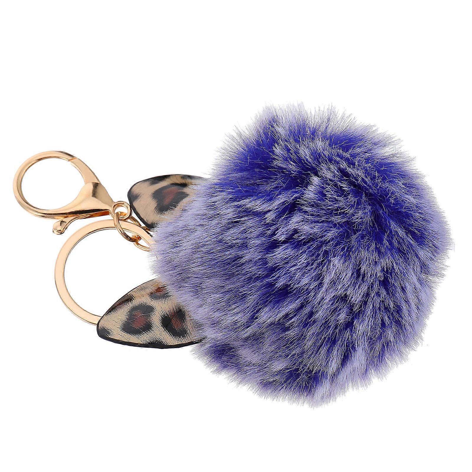 Sapphire Blue Furry Ball Keychain As Purse Keychain Charm 1Pc